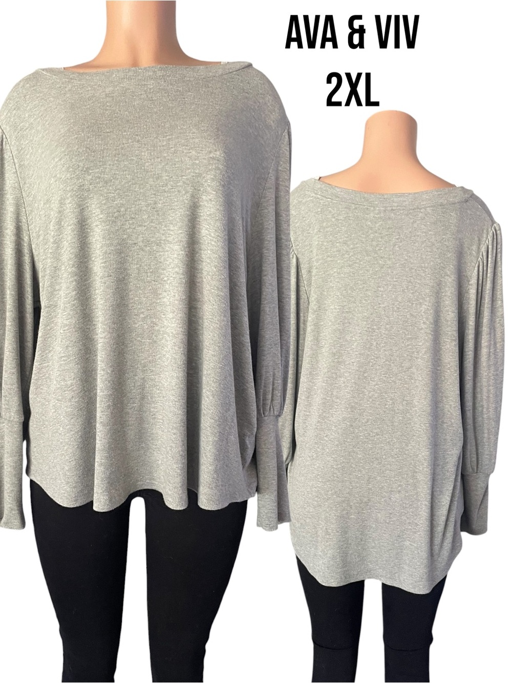 💥6/$35💥 Ava & Viv Gray Boat Neck Top 2XL Plus Size Soft Knit